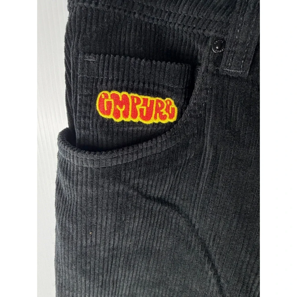Empyre Youth Corduroy Skate Pants Black Loose Fit Size Y2K Streetwear Grunge